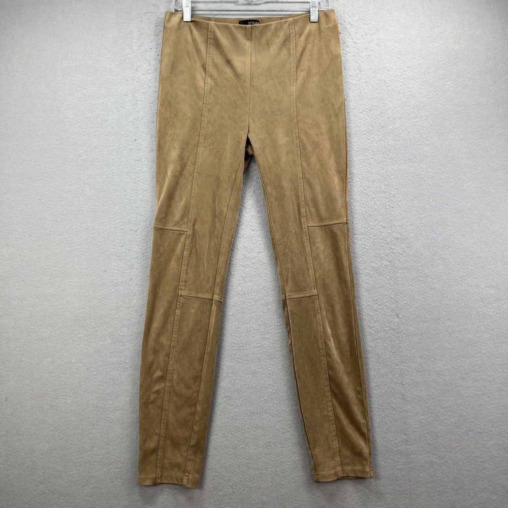 Renuar Pants Womens 6 Camel Tan Faux Suede Stretch Pull On Skinny Seamed Legging